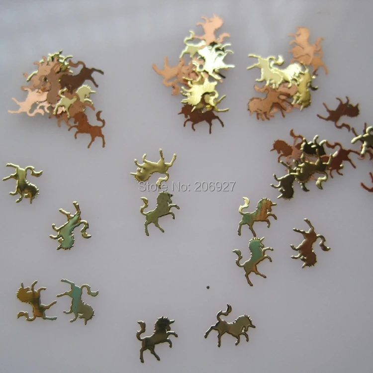

MS209-2 100pcs Gold Cute Unicorn Metal Sticker Nail Art Metal Sticker Nail Art Decoration Non-adhesive Sticker