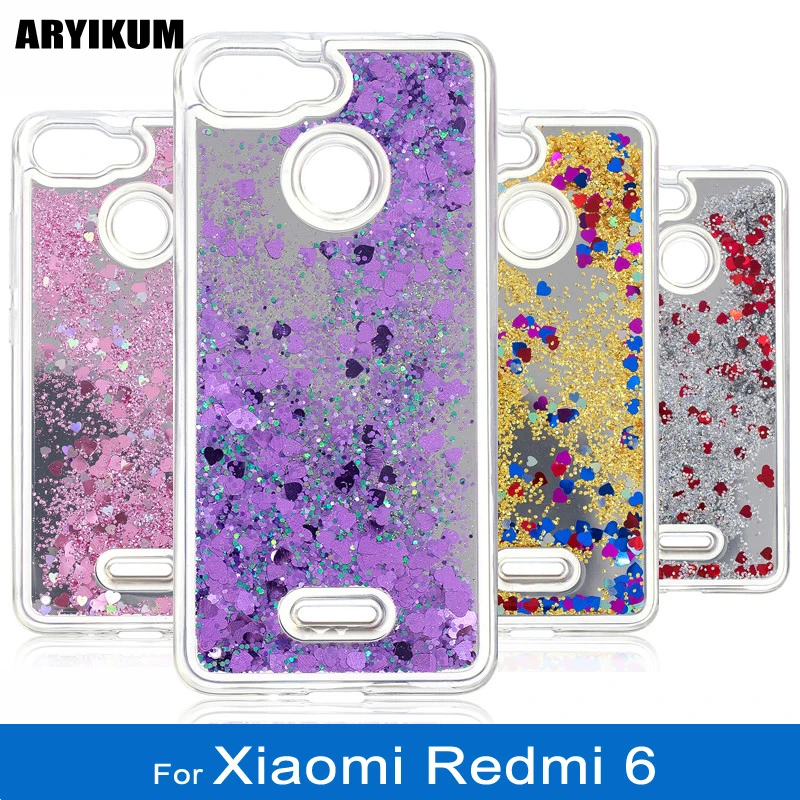 Для Funda Xiaomi Redmi 6 Чехол мягкий силиконовый прозрачный глиттер Переливающаяся