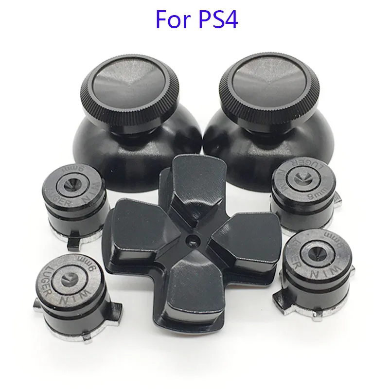 Для Dualshock 4 PS4 Pro тонкий контроллер красные металлические аналоговые палочки алюминиевые Dpad кнопки действия для Playstation 4 геймпад - Цвет: Black