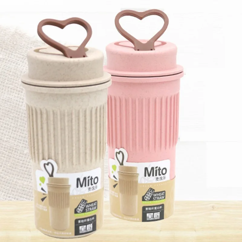 

350ml Coffee Mug With Lid Students Lovers Water Bottle Portable Heat-resistant Wheat Stalk Tea Water Mug Office Drinkware Cup