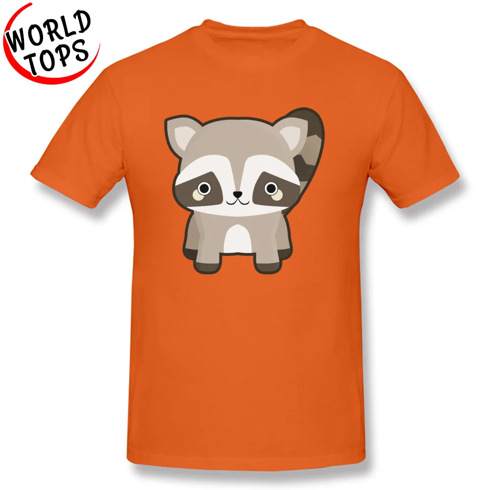 T Shirt Kawaii Raccoon Tees Summer Fall 2018 New Normal Short Sleeve 100% Cotton Round Neck Men T Shirt Normal Kawaii Raccoon orange