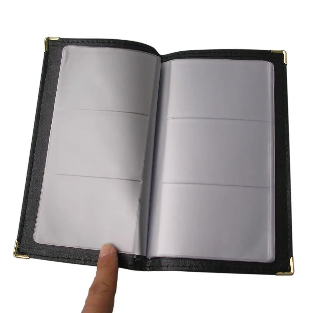 120-карты металлический уголок кожа бизнес-имя карты-Книга сумка для хранения Альбом контейнер черный 1140
