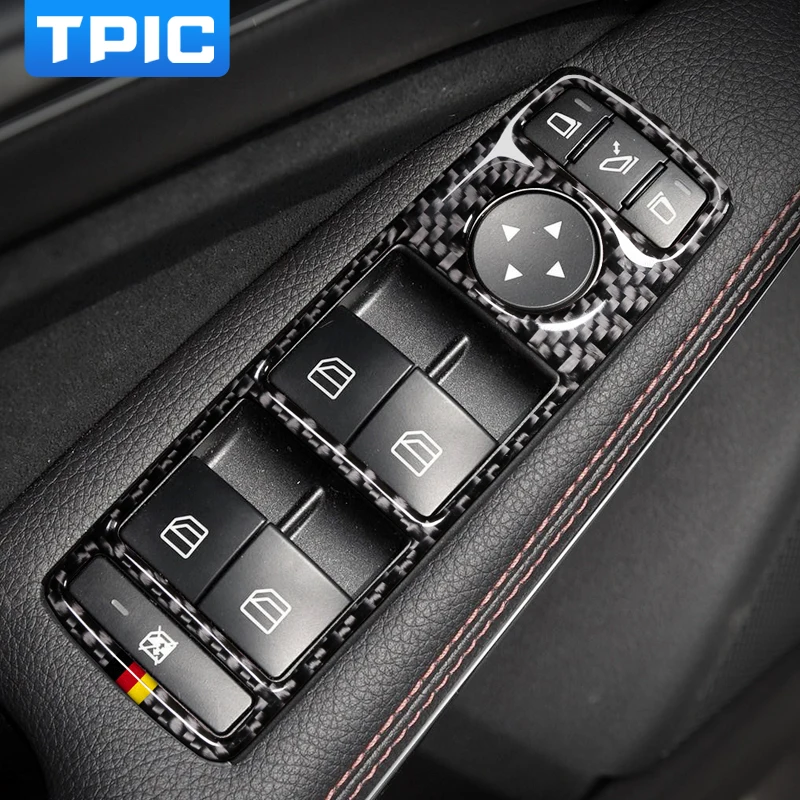 

TPIC Car Door Buttons Panel Carbon Fiber Auto Stickers Covers For Mercedes w204 w212 A/B/C/E Class GLE GLA ML GL Accessories