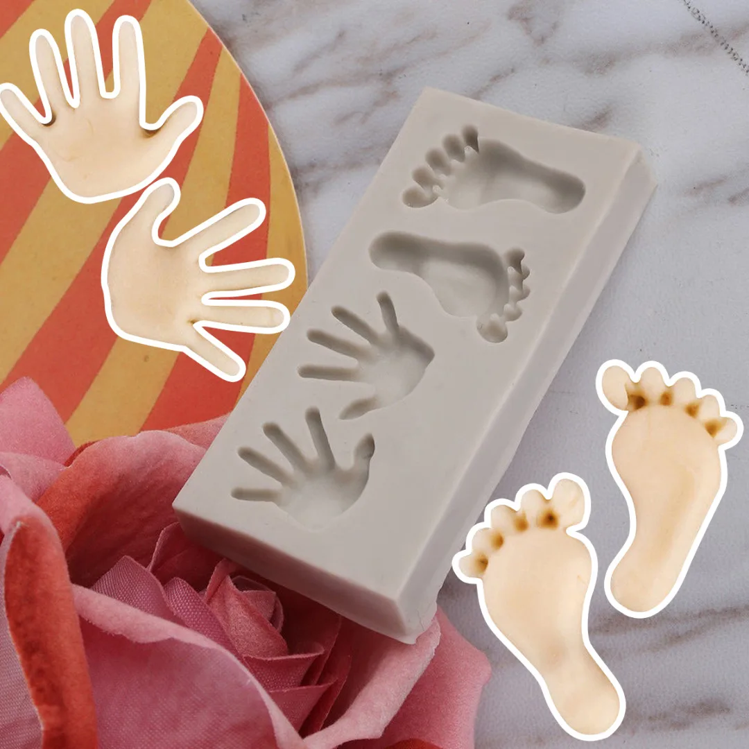JX-LCLYL Mini Feet hand Shaped Silicone Bakeware Cake Mold Baby Fondant Cake Decoration