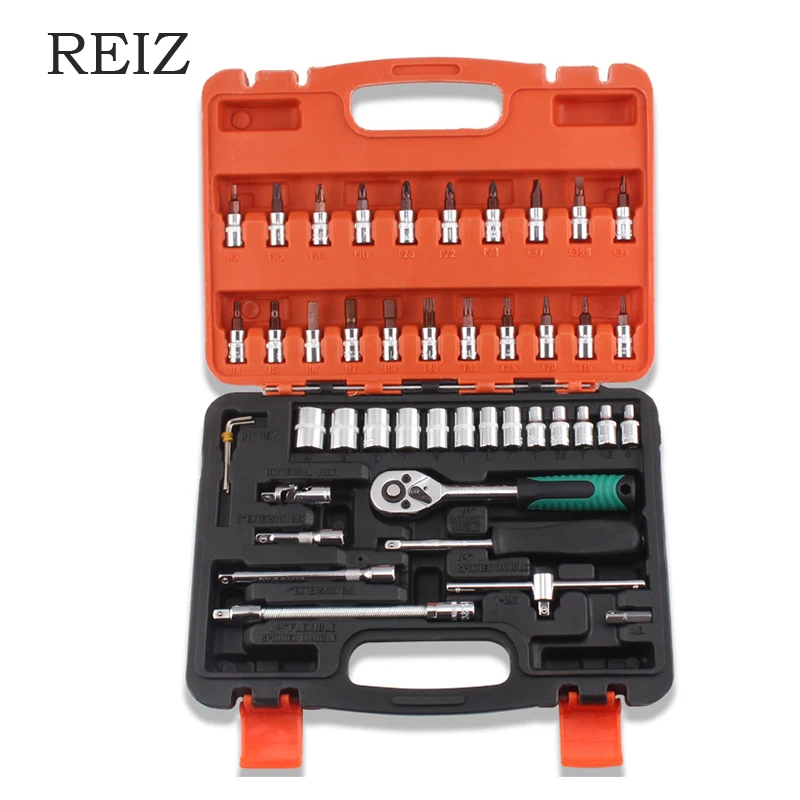 

REIZ 46pcs Socket Ratchet Wrench Sleeve Set Car Motorcycle Universal Repair Kit Combination Package Mixed Tool Set