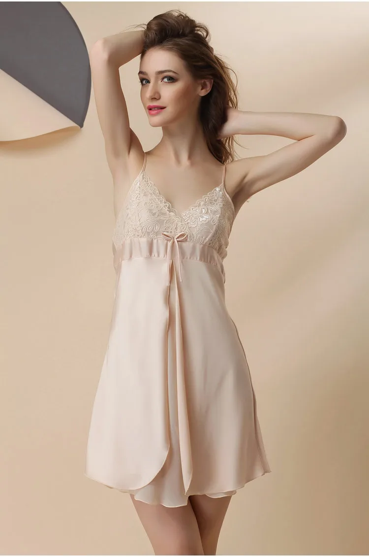 2015 Beautiful Lady Collection Women Nightgown Deep V Neck Slip Dress 