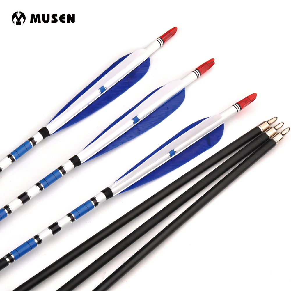 31" Spine 500 Carbon Arrows 6/12/24pcs with Arrow Heads Real Turkey