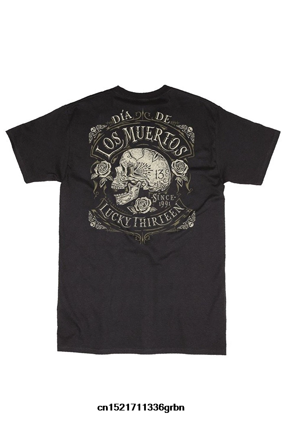 Men t shirt Lucky 13 Dead Skull Black Male High Quality Slim Printed Tops Tees Fashion t-shirt women | Мужская одежда