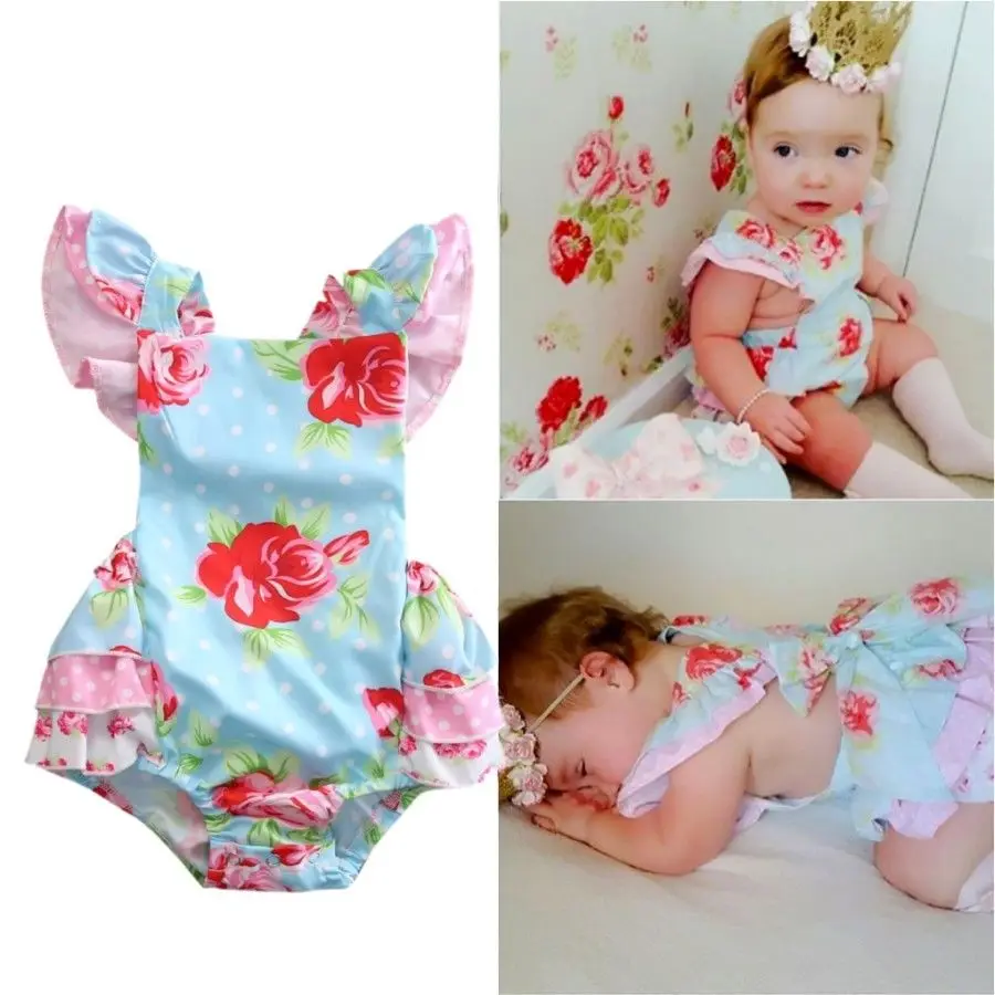 

Newborn Infant Baby Girl Floral Ruffle Romper Jumper Jumpsuit Clothes