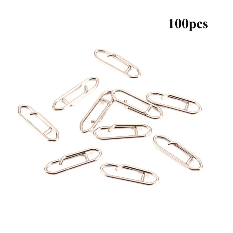 

100 PCS Powerful Fishing Snap Stainless Steel Fishing Clip Interlock Fishing Tackle Fishing Pins Scroll Rotation