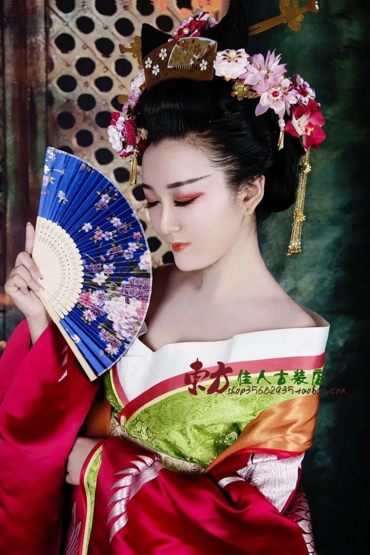 Jiu Xiang Gong-disfraz de fotografía para mujer japonesa, hermoso Kimono,  Grulla, Geisha