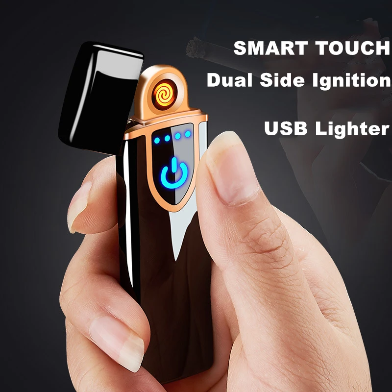 Чувствительная к отпечаткам пальцев электронная USB Зажигалка сигарета Вольфрам Encendedor ветрозащитная плазменная дуга турбо металлические зажигалки мужские подарки