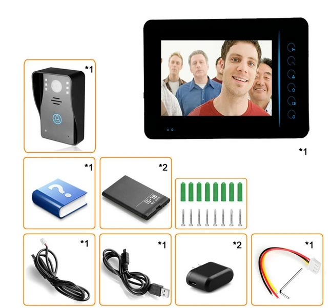 

New 7" TFT Video Intercom Remote Unlock Night Vision video door phone system of 7 inch villa video intercom