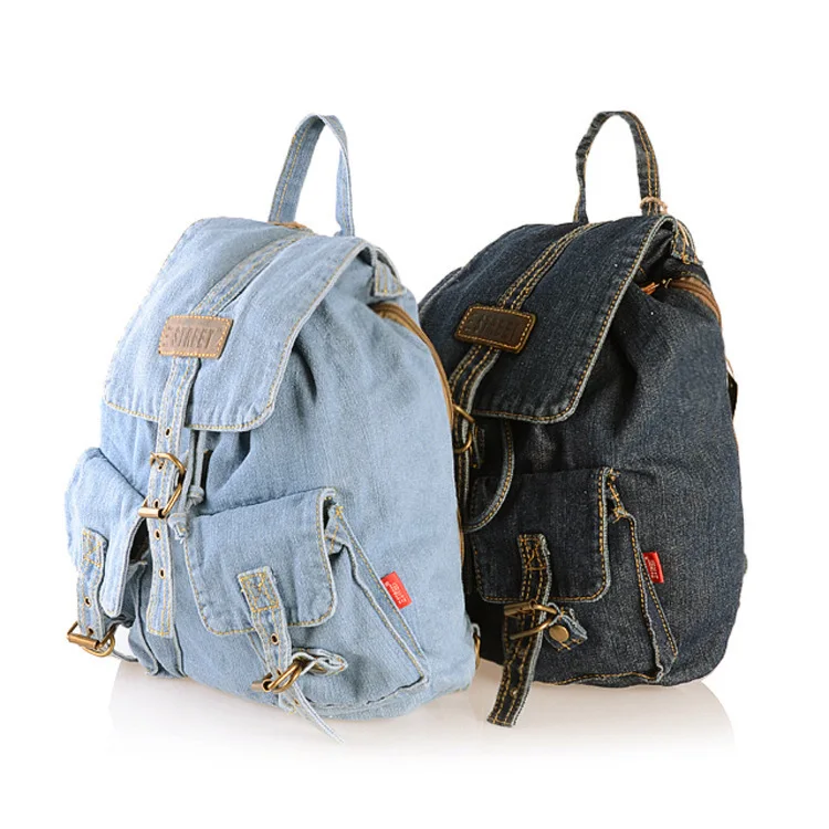 Hiking Backpacks Women Denim Bags Men Cowboy Canvas Backpack Vintage