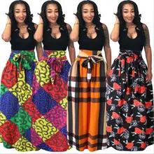 Африканская юбка-новое летнее Плиссированное Макси-платье с поясом и цифровой печатью