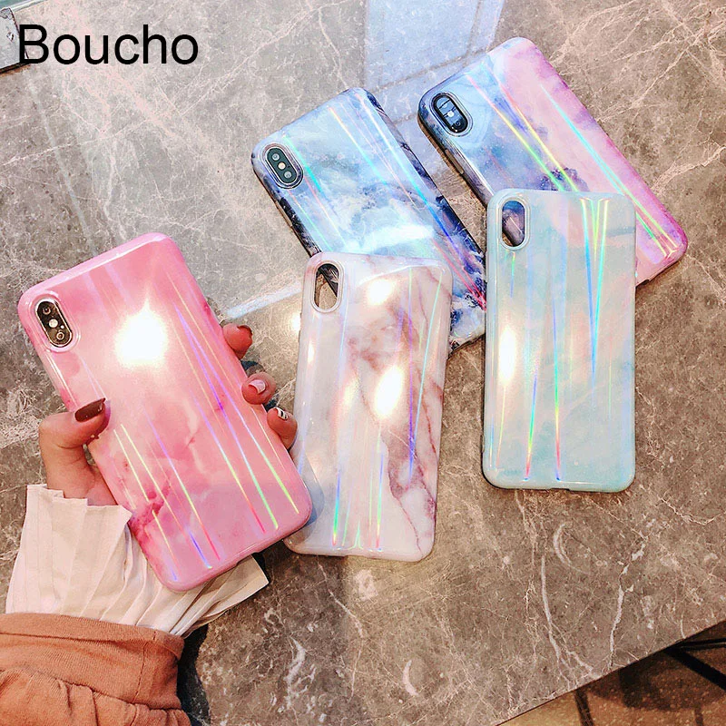 

Boucho Colorful Marble Stone Phone Case For iphone XS Max X XR Case For iphone 6 6S 7 8 Plus Back Cover Luxury Soft IMD Cases