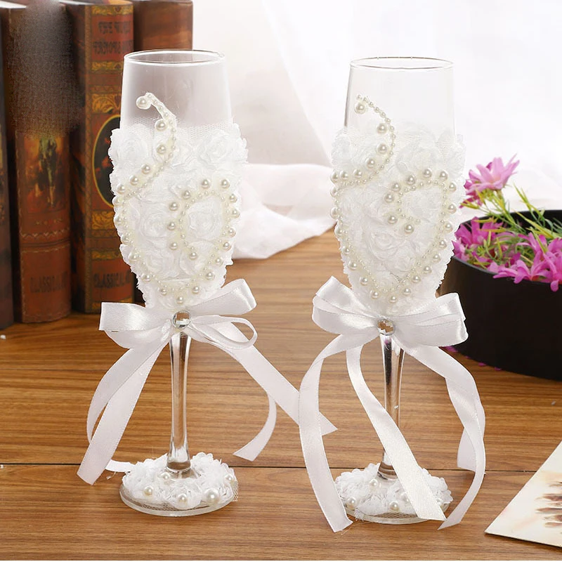 2 шт. набор свадебных стеклянных модных тостов Свадебные бокалы es хрустальные бокалы для шампанского для жениха и невесты бокалы для питья вина для L