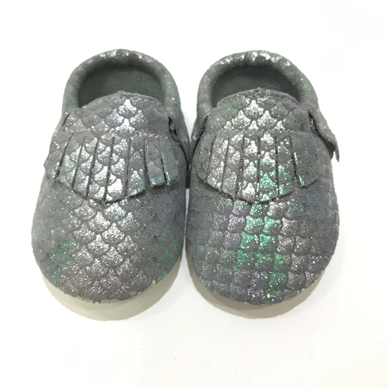 Уникальные металлические чешуи русалки из натуральной кожи Moccs новорожденных девочек детей мальчиков обувь