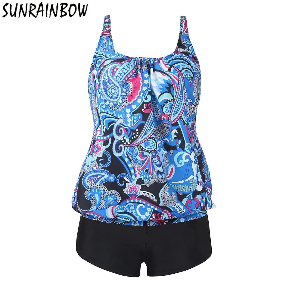 

SUNRAINBOW 2019 New Female Suit Two Piece Swimsuit Ruffle Vintage Bikinis Swimwear Women Solid Top Striped Bottom Bathing Suits