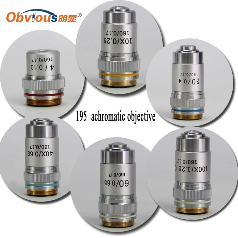 20X 4X-100X Achromatic Microscope Objective Lens for All Biological Microscopes with C Interface