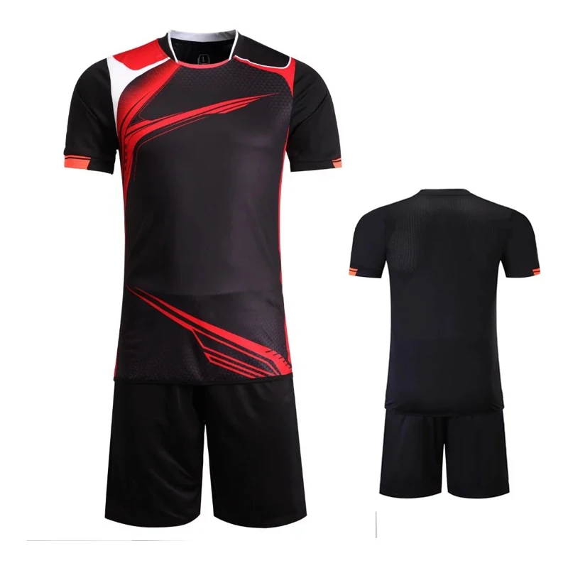 Free Shipping 17 New Black Color Men's Suit Soccer Jerseys Wear Can