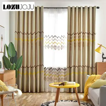 

LOZUJOJU 1 Piece Thread Cloth Wave Stripe Curtains Customize Drops for Bedroom Windows Modern Design Beige Decor Pastoral Tulle