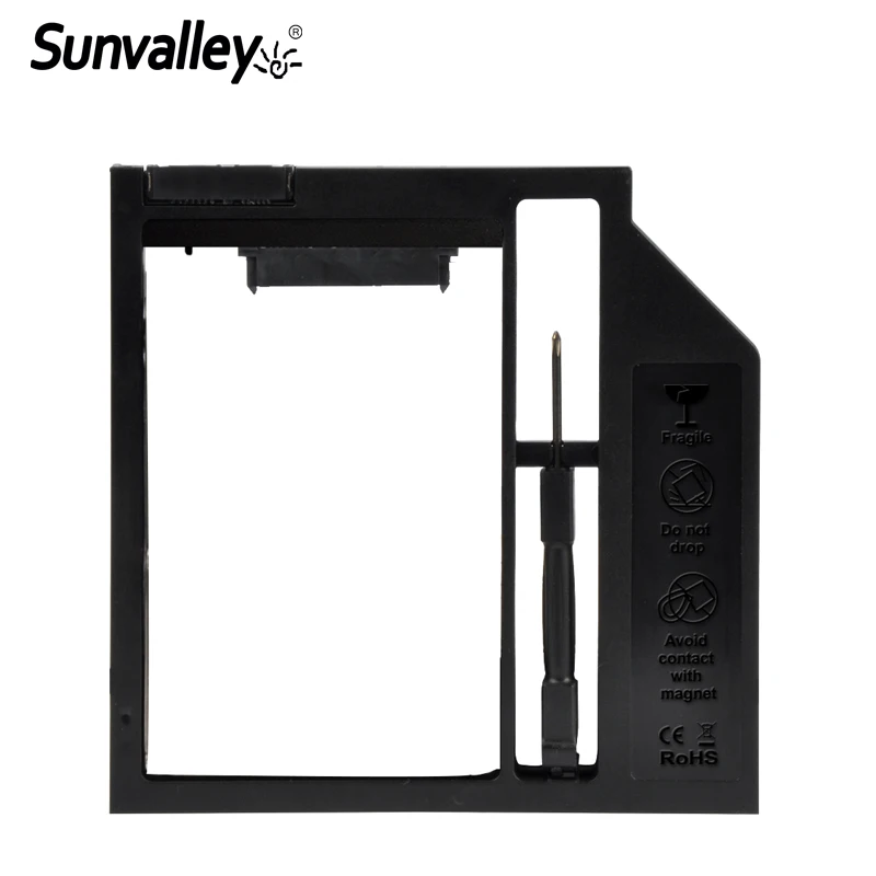 Sunvalley 9 мм Пластик Материал для ноутбука DVD/CD-ROM Универсальный 2nd HDD Caddy 9 мм 9,5 3,0 SATA 2," SSD чехол с отверткой