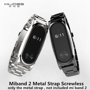

mijobs Metal Strap For Xiaomi Mi Band 2 Screwless Stainless Steel Bracelet For MiBand 2 Wristbands Replace Wrist strap