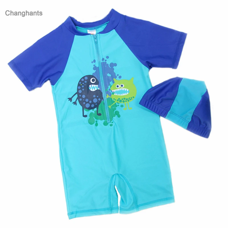 New Models Kid 1 12 year old Boys Rash Guards One Piece Swimsuit Blue