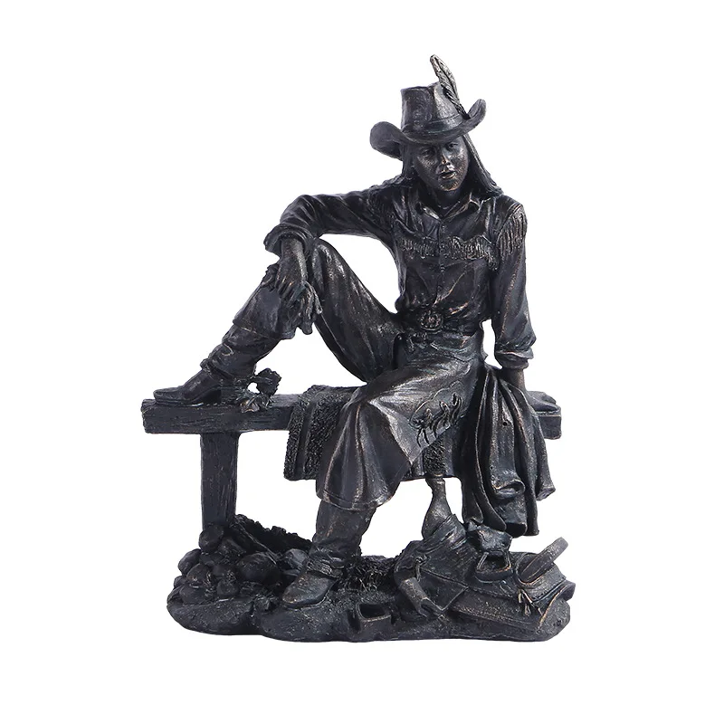 

Western style cowboy sculpture retro resin crafts creative home soft decorations ornaments placed on the table
