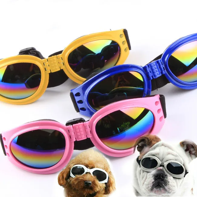 Складные солнцезащитные очки для собак, ветрозащитные очки, противоскользящие очки, шесть цветов, доступные аксессуары для домашних животных