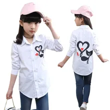 Gulugulumi/ г. Брендовая осенне-Весенняя блуза с принтом кошки из мультфильма для девочек; Белая школьная блуза принцессы с длинными рукавами; Лидер продаж