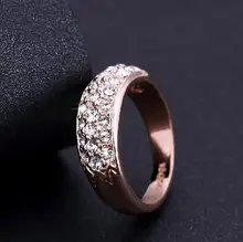 G33 libero Rotondo di cristallo di colore Dell'oro dei monili di modo dell'anello Realizzato con Genuine Cristalli Austriaci anello di Donne(China)