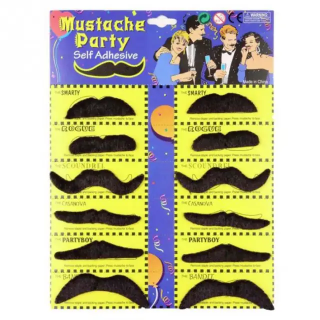 12pcs/set Costume Party Halloween Fake Mustache Moustache Funny Fake Beard Whisker