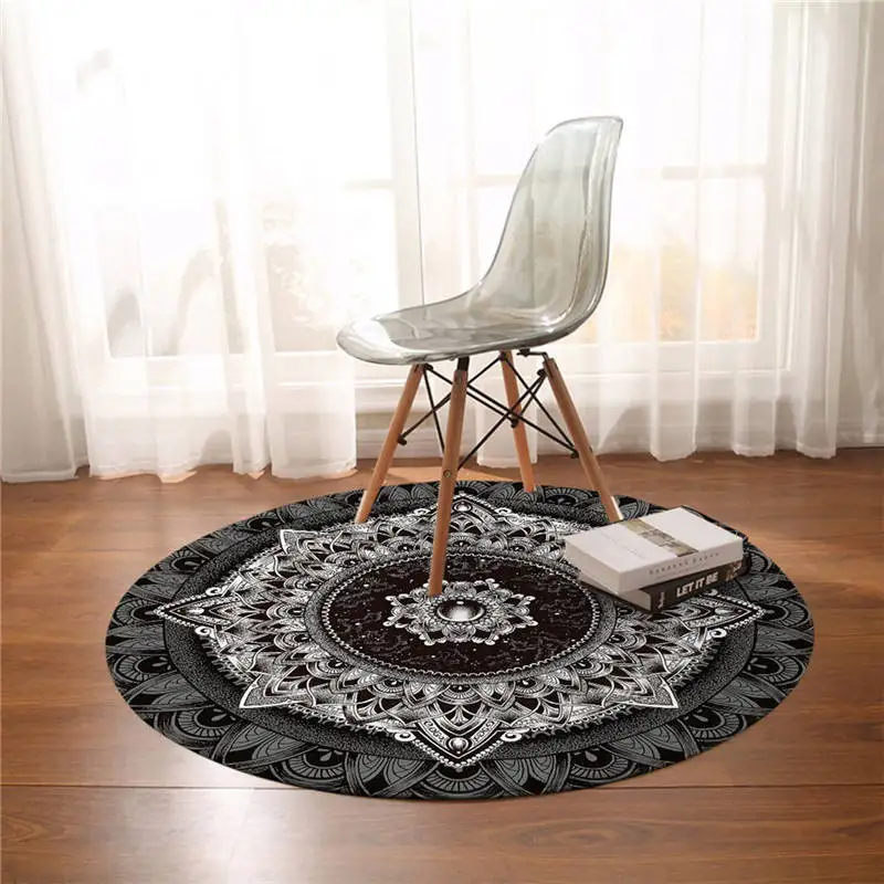 Mandala by Brizbazaar Round Carpet Flower Non-slip Floor Mat Mysterious Universe Area Rug Gemstone Boho tapetes para casa sala - Цвет: Mandala