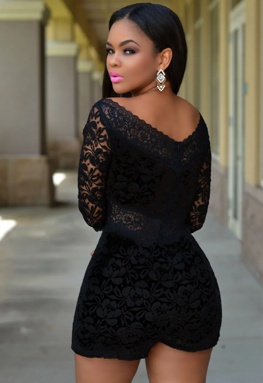 black lace short jumpsuit