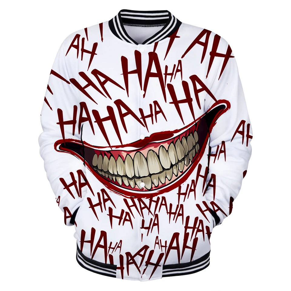 

Hot Sale 3D haha joker Jackets Men 3D Printed Sweatshirts Spring Fashion Harajuku High Quality Baseball uniform