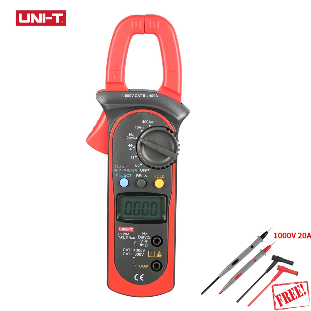 

UNI-T UT204 True RMS Auto Range Digital Clamp Meters AC/DC Voltage Current Resistance Frequency Multimeter