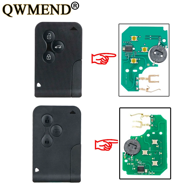 QWMEND High Quality Smart Card For Renault Megane Scenic Grand 2003 2004 2005 2006 2007 2008 Remote Key 7947 Chip 433Mhz