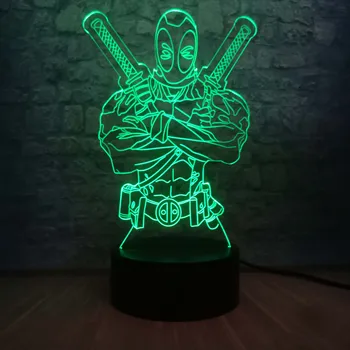 

3D LED Night Light Marvel Deadpool Cool Hero RGB Lampara Lava Multicolor Boy Bedroom Table Sleep Lamp Decor Christmas Kid Toys