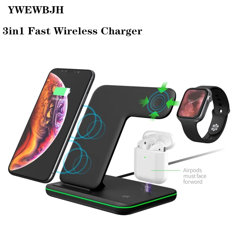 

YWWBJH Fast Wireless Charger 3in1 Wireless Charging Dock Station Qi 10W for iPhone X XS Max XR 8 For AirPods for iphone Watch