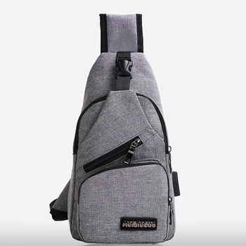 

ZHIERNA New men's Oxford cloth USB charging chest bag men's shoulder bag simple casual chest bag shoulder Messenger bag