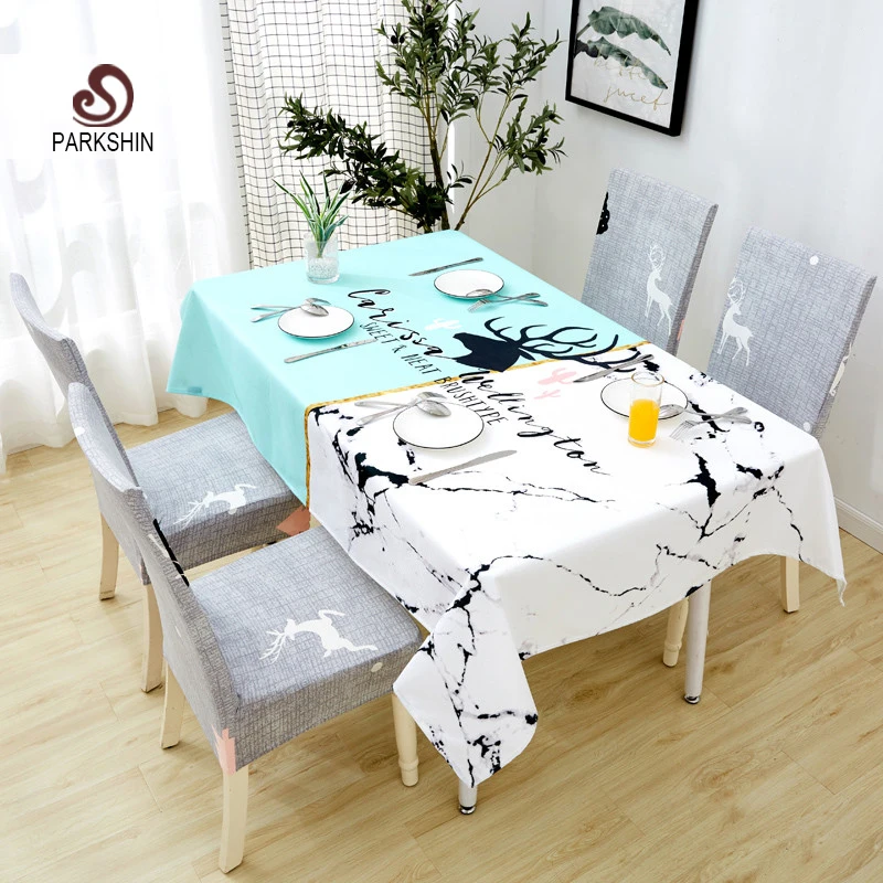 

Parkshin 2019 New Nordic Deer Tablecloth Home Kitchen Rectangle Waterproof Table Cloths Party Banquet Dining Table Cover 4 Size