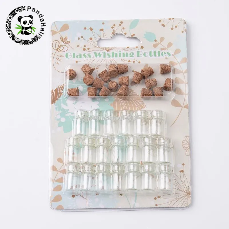 

20pcs Clear Tampions Glass Bottles Bead Containers, about 18mm long, 10mm in diameter