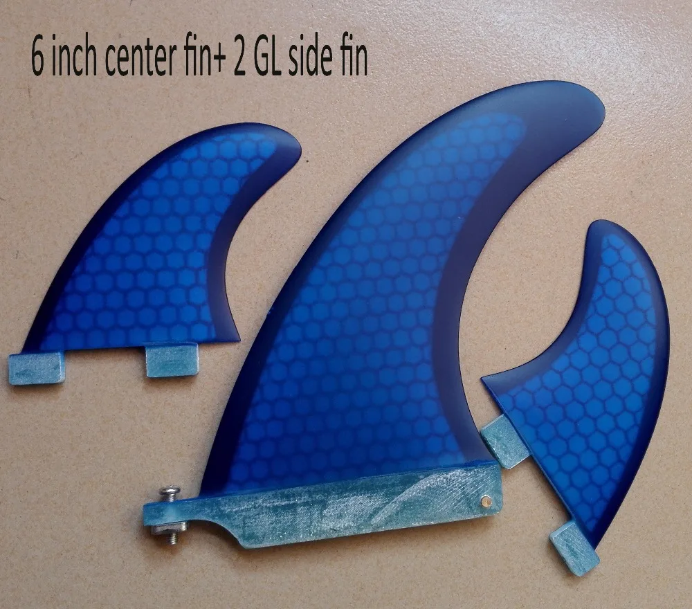 7 inch center fin 2 pcs FCS GL side fin 3pcs/set blue color long board fin set