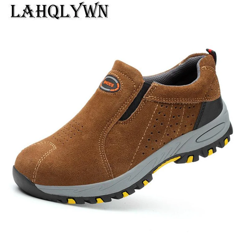 

Work Shoes Men 2018 Steel Toe Safety Fashion Breathable Slip On Casual Boots Mens Labor Insurance Puncture Proof Shoe H26