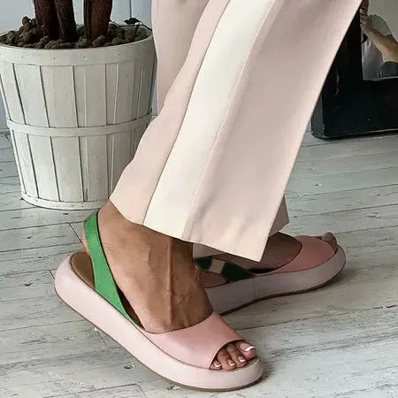 Европейские женские шлепанцы в стиле ретро; летние женские розовые «желейные» шлепанцы; пляжные сандалии; женские шлепанцы на плоской подошве; zapatos de mujer; WF122 - Цвет: Pink Green