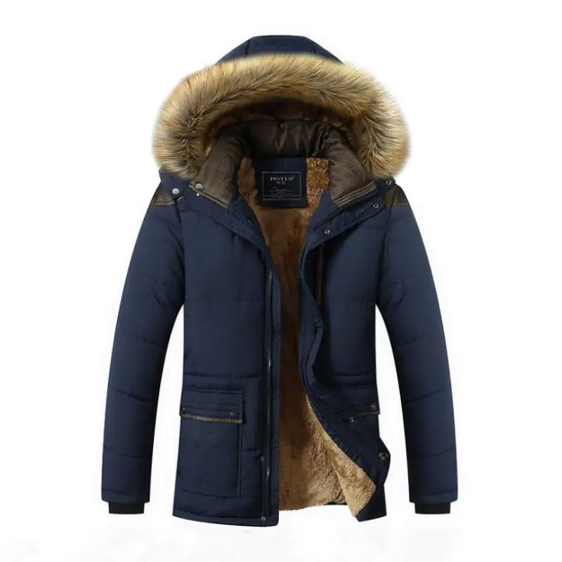 Зимняя мужская куртка, брендовая одежда, модные повседневные тонкие толстые теплые мужские пальто, парки с капюшоном, длинные пальто, мужская одежда - Цвет: Navy