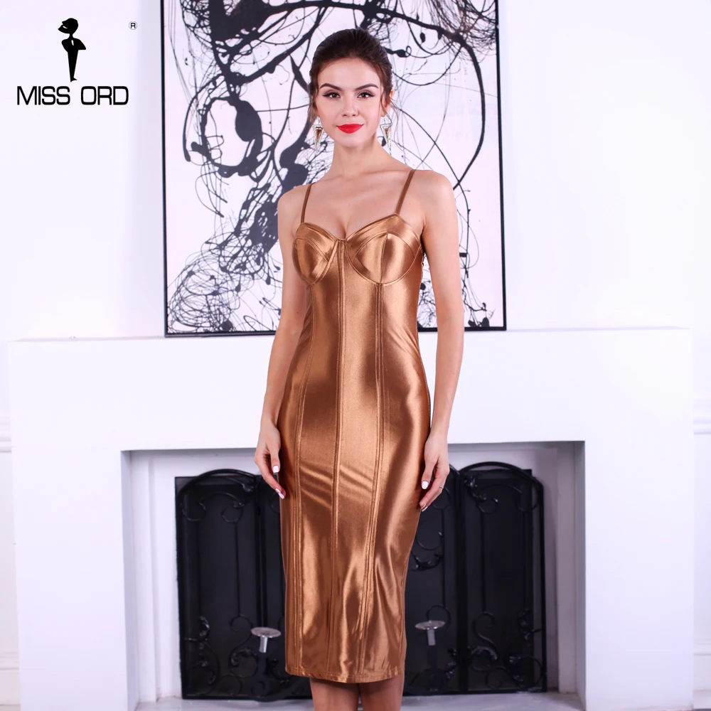 

Missord 2019 Sexy bra sleeveless halter SPLIT dress FT4924-2