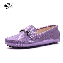 Для женщин натуральная кожа Лоферы дизайнер обуви для Для женщин дышащие Мокасины без шнуровки для вождения Повседневная модная обувь